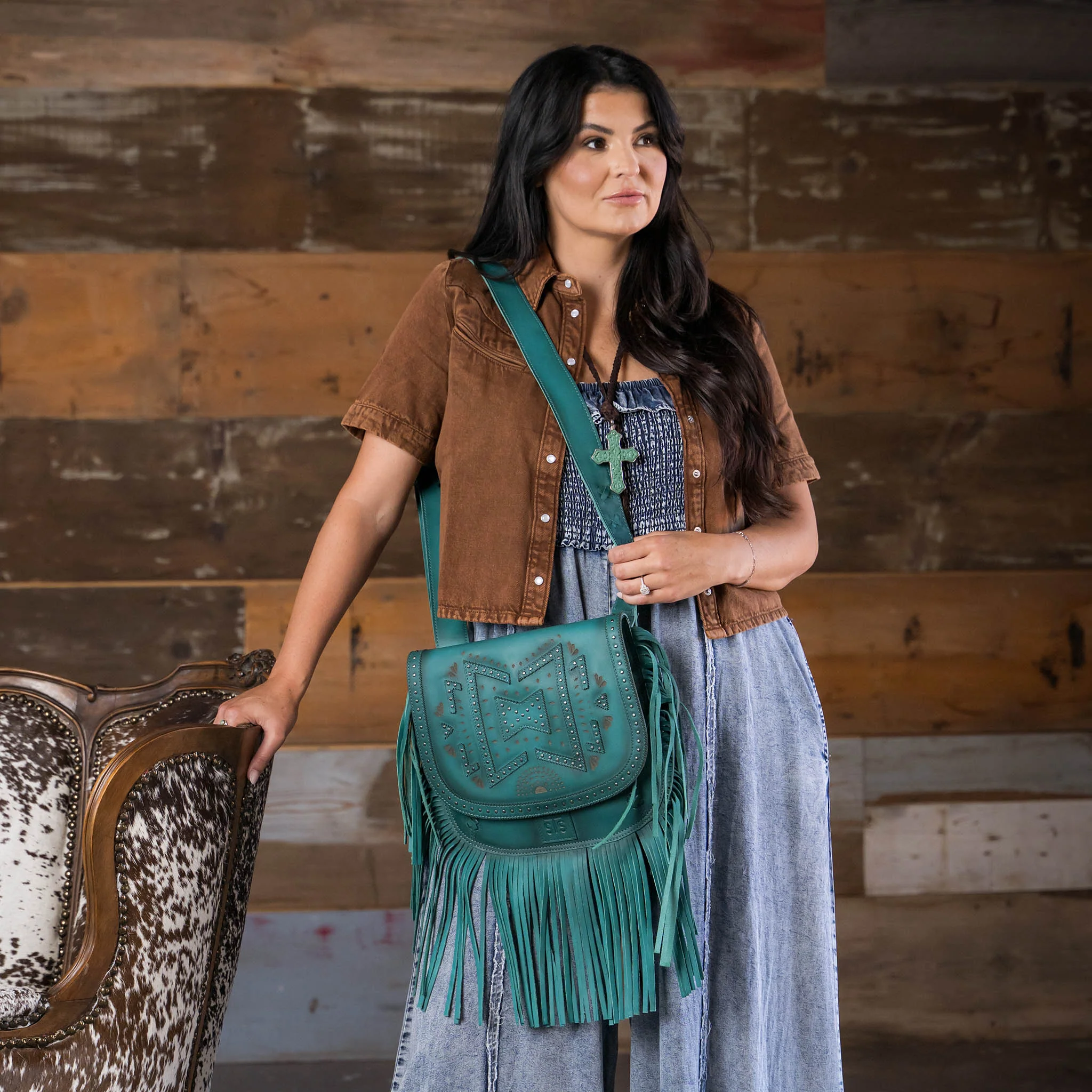Wayfarer Turquoise Selah Saddle Bag - Image 4